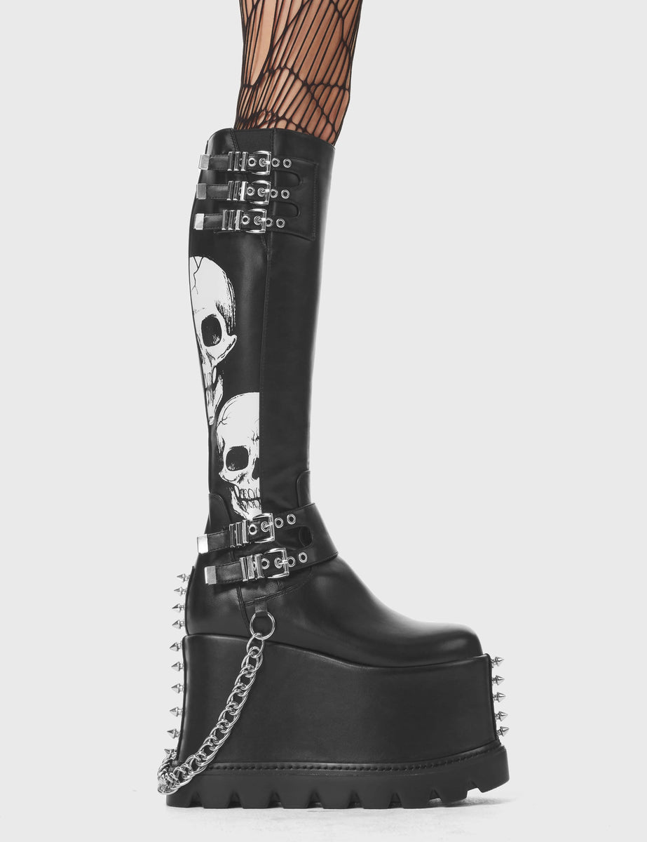 A Cut Above Chunky Platform Knee High Boots - LAMODA