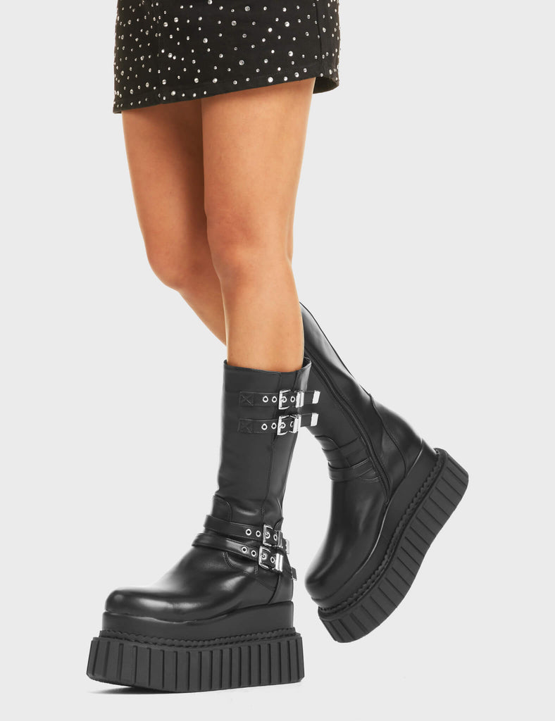 Night Time Chunky Creeper Platform Calf Boots