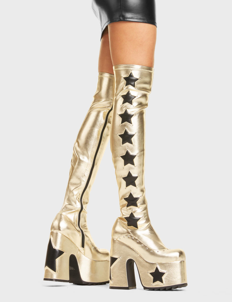 Electricity Chunky Platform Thigh High Boots