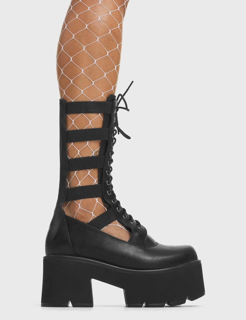 Blatant Chunky Platform Calf Boots lamodawebsite