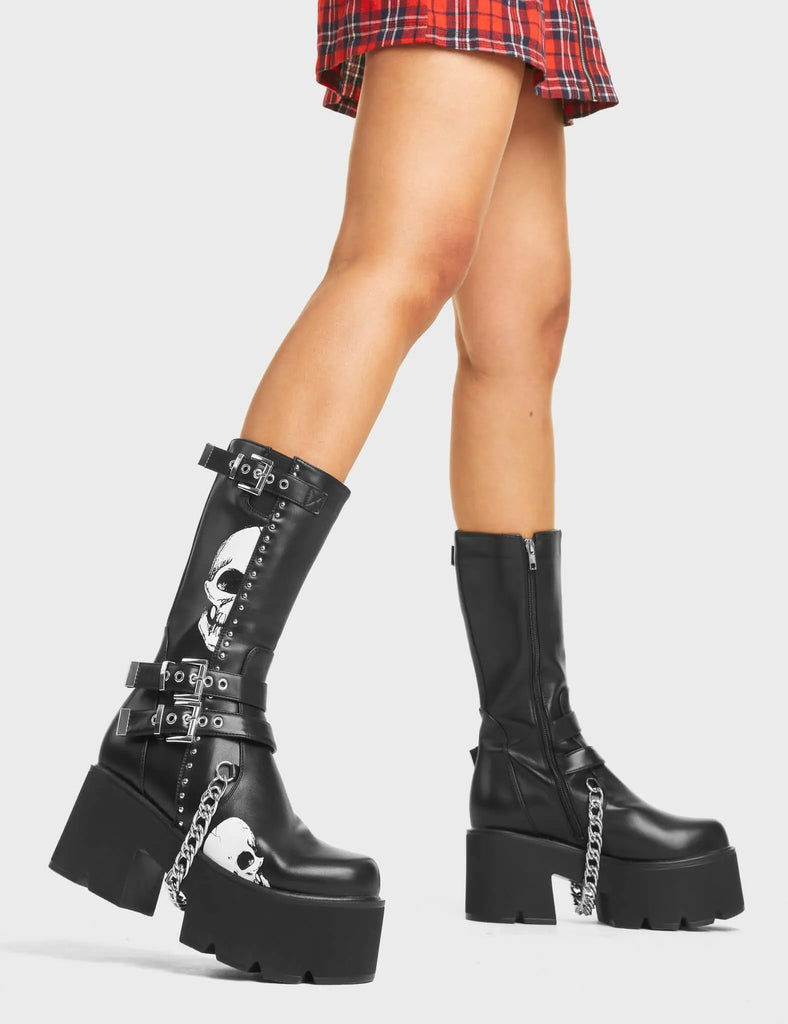 Cemetery Gates Chunky Platform Calf Boots LAMODA