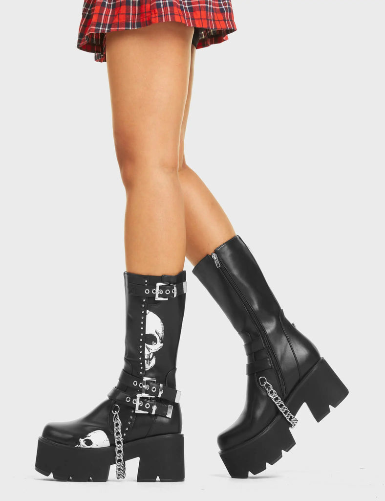Cemetery Gates Chunky Platform Calf Boots LAMODA