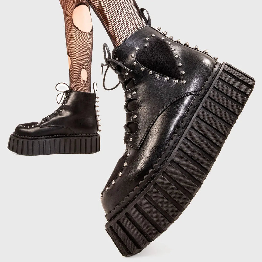 Cross Your Heart Chunky Ankle Creeper Boots lamodawebsite