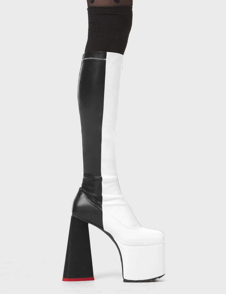 Cruella Stretchy Platform Knee High Boots LAMODA