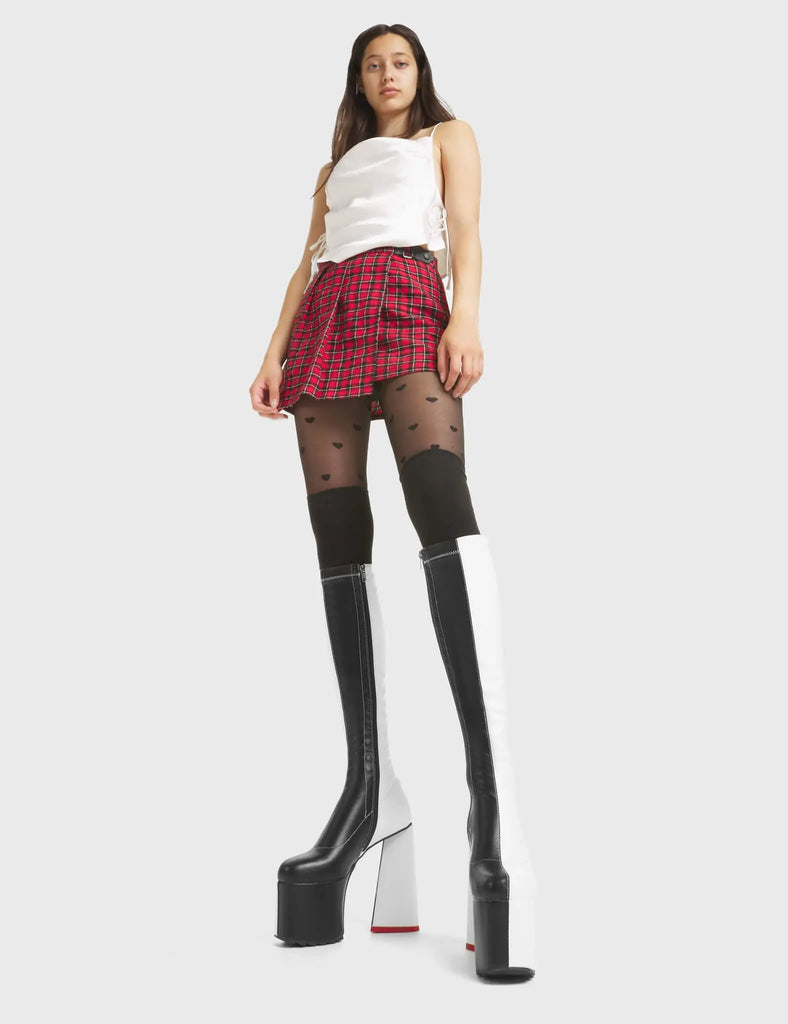 Cruella Stretchy Platform Knee High Boots LAMODA