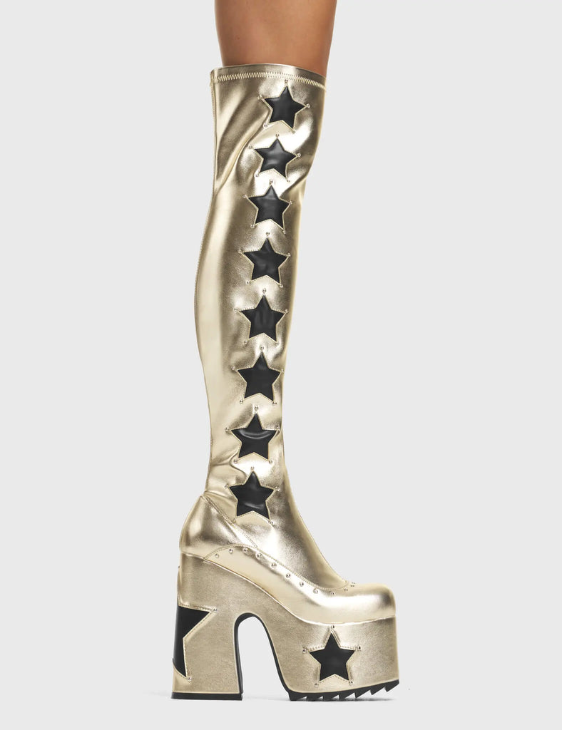 Electricity Chunky Platform Thigh High Boots LAMODA