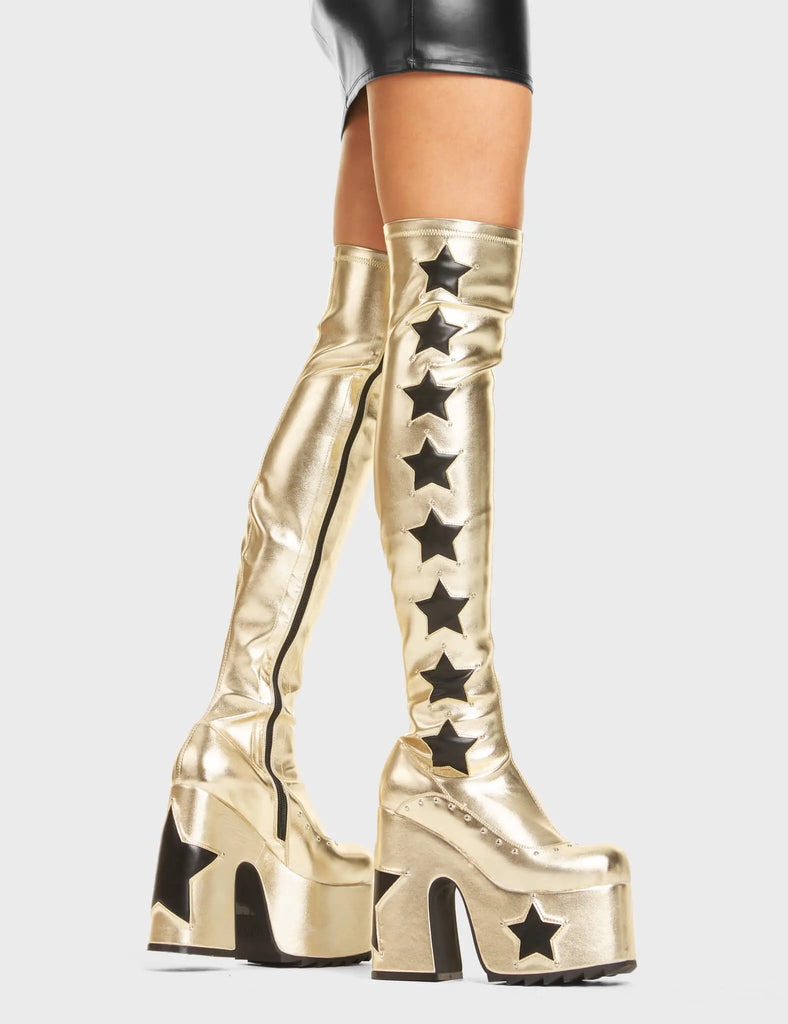 Electricity Chunky Platform Thigh High Boots LAMODA