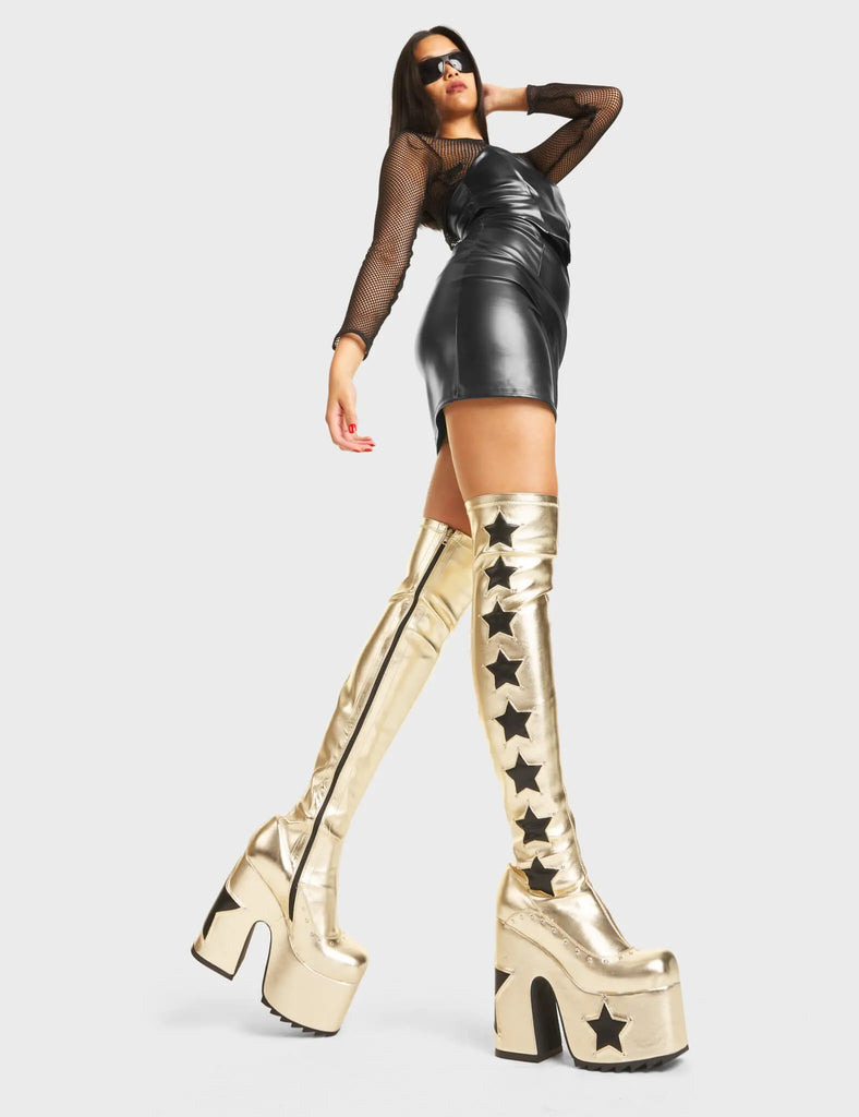 Electricity Chunky Platform Thigh High Boots LAMODA
