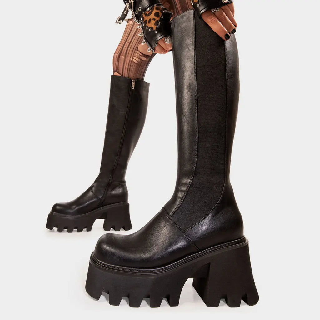 For You Chunky Platform Knee High Boots lamodawebsite