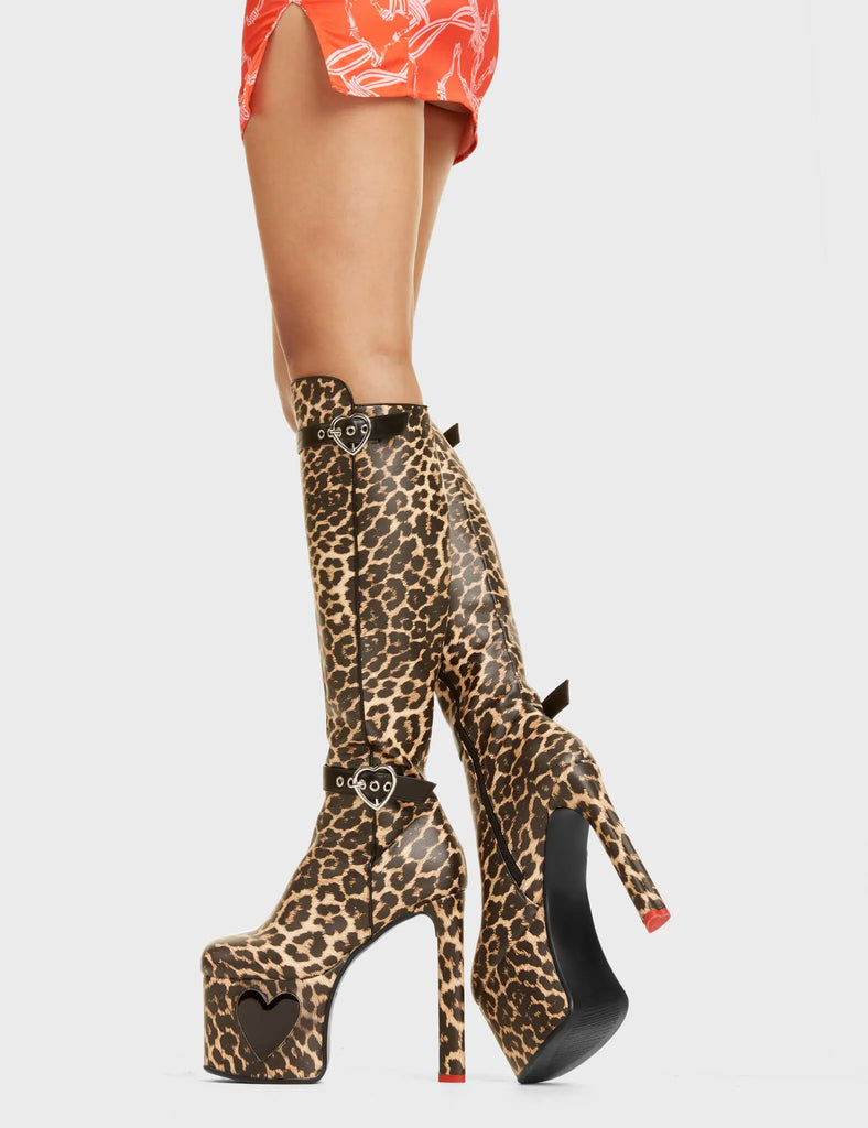 Fuzzy Platform Knee High Boots LAMODA