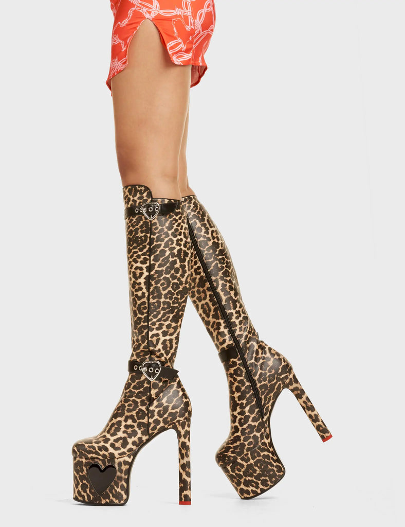 Fuzzy Platform Knee High Boots LAMODA