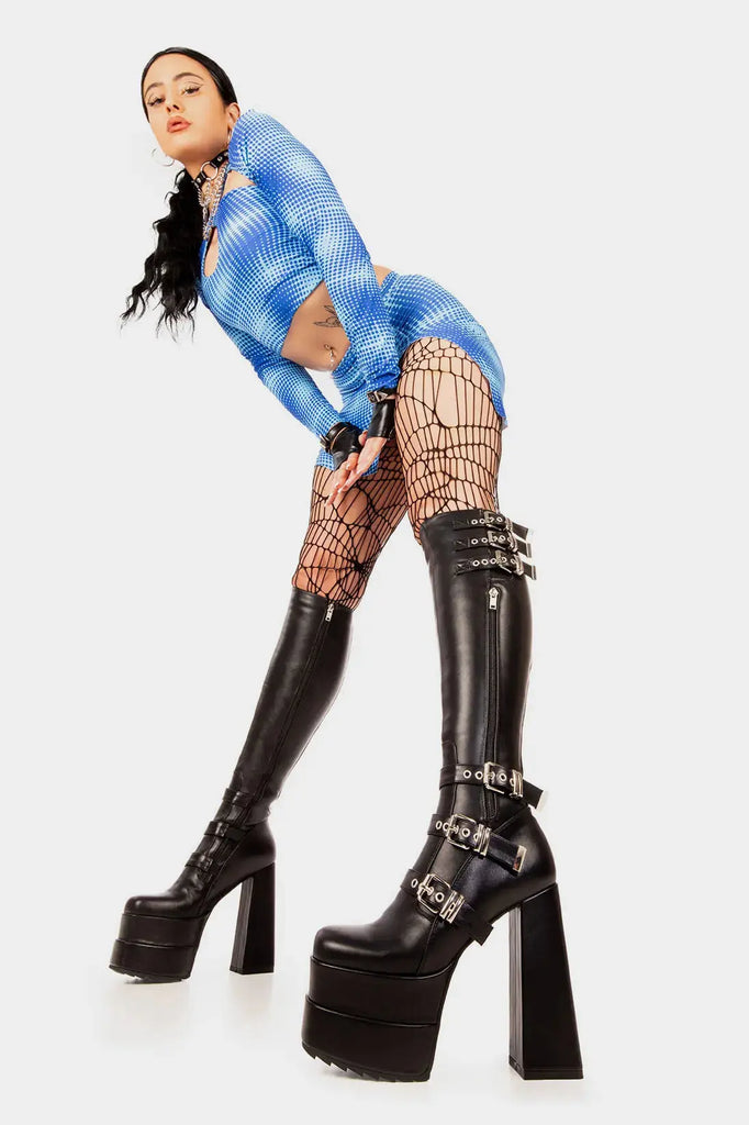 High Hopes Platform Knee High Boots lamodawebsite