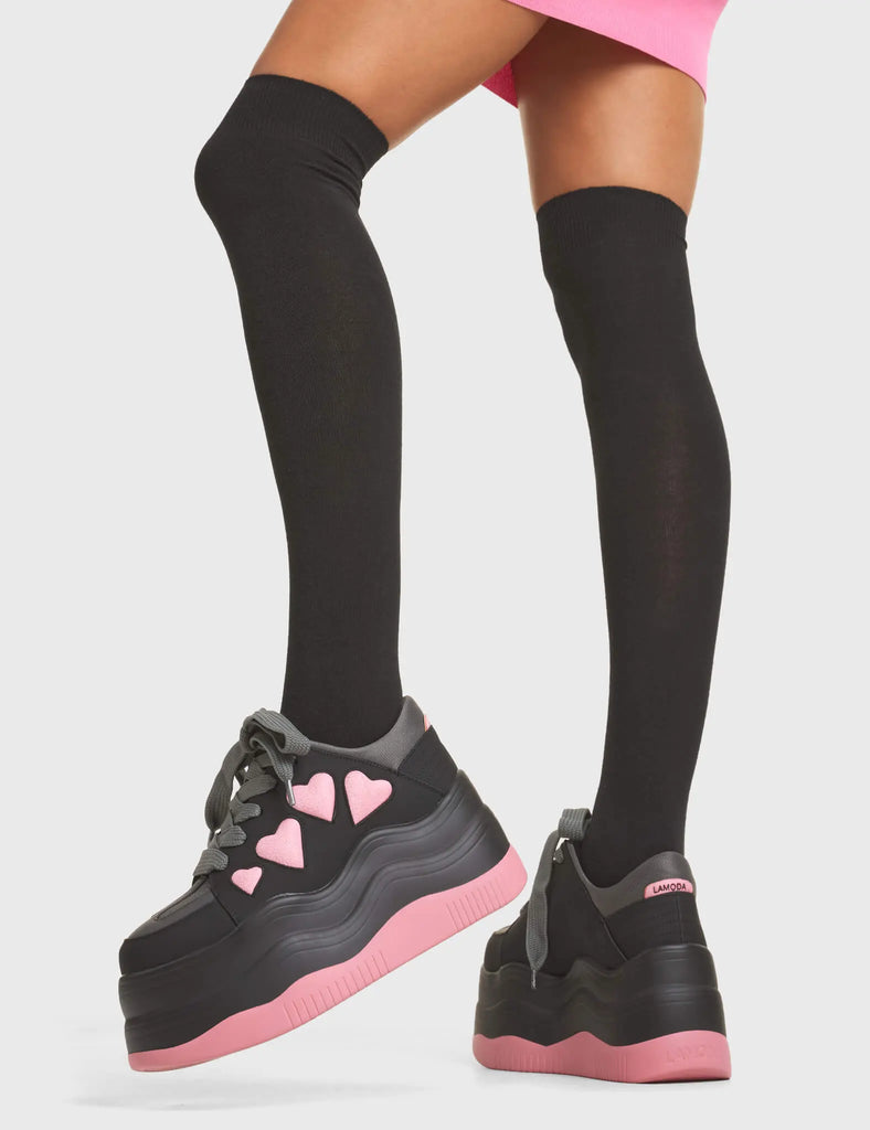 Heart On My Sleeve Chunky Platform Sneakers LAMODA