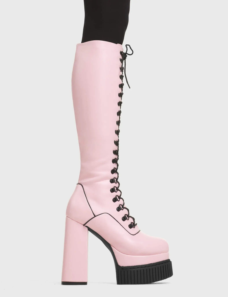Hidden Agenda Creeper Platform Knee High Boots lamodawebsite