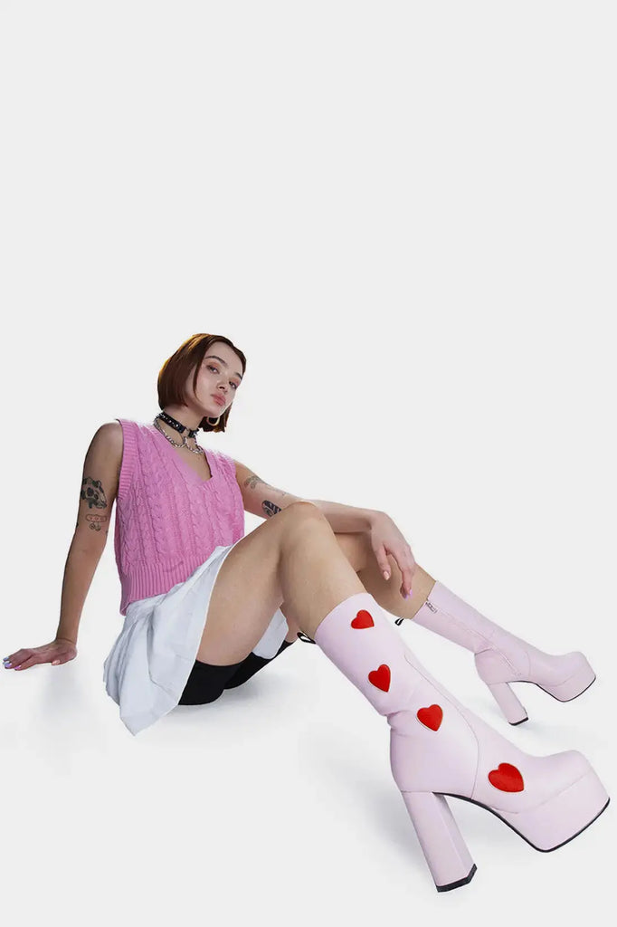 Game Of Love Platform Calf Boots lamodawebsite