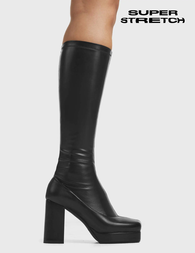 Humble Super Stretchy Chunky Platform Knee High Boots lamodawebsite
