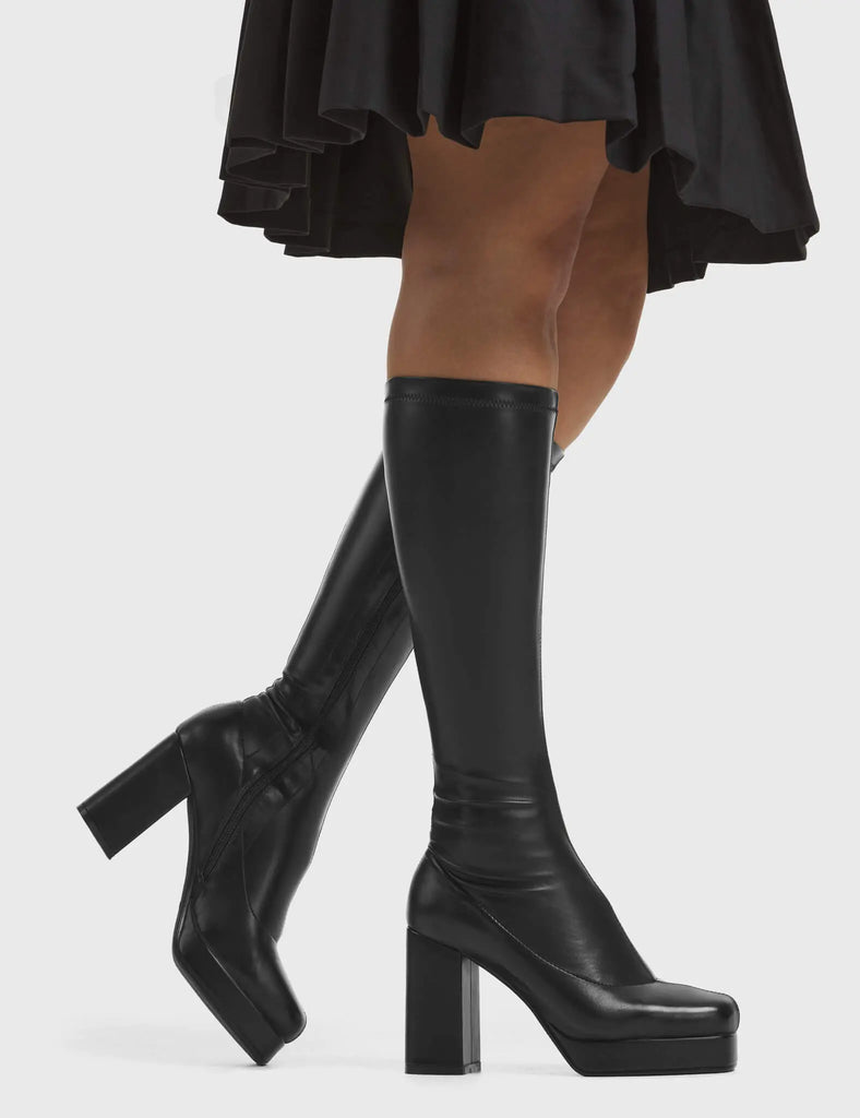 Humble Super Stretchy Chunky Platform Knee High Boots lamodawebsite