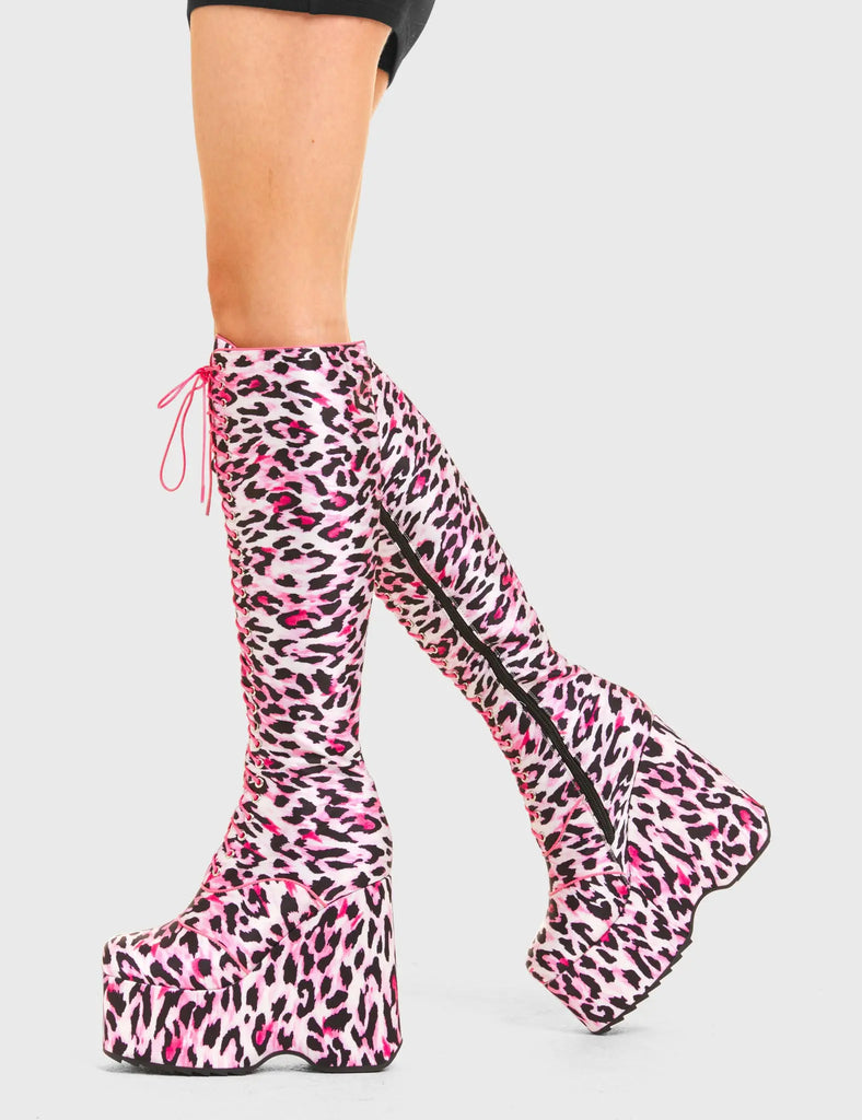 Kiss City Chunky Platform Knee High Boots LAMODA