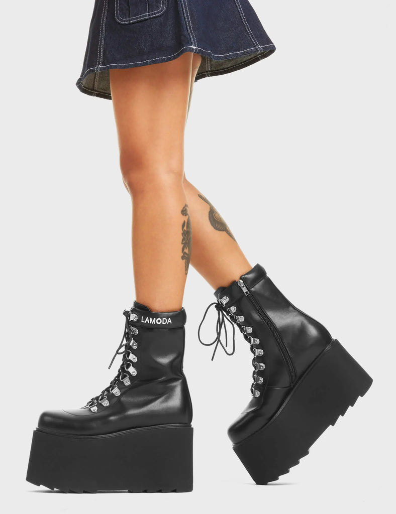 La Nuit Chunky Platform Ankle Boots LAMODA