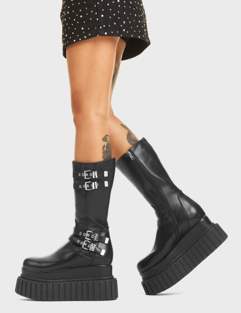 Night Time Chunky Creeper Platform Calf Boots LAMODA