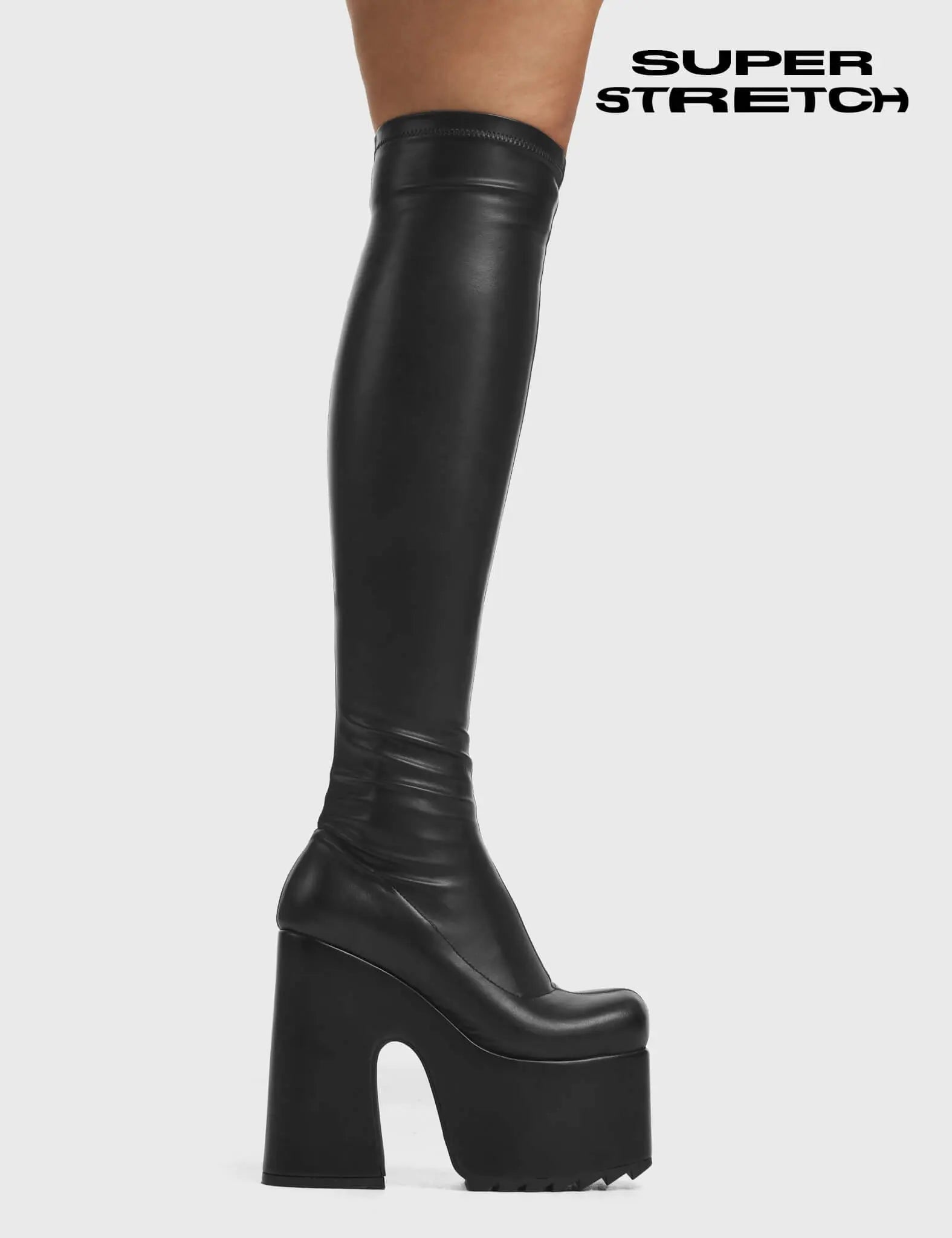 Not Ready Super Stretchy Chunky Platform Thigh High Boots LAMODA