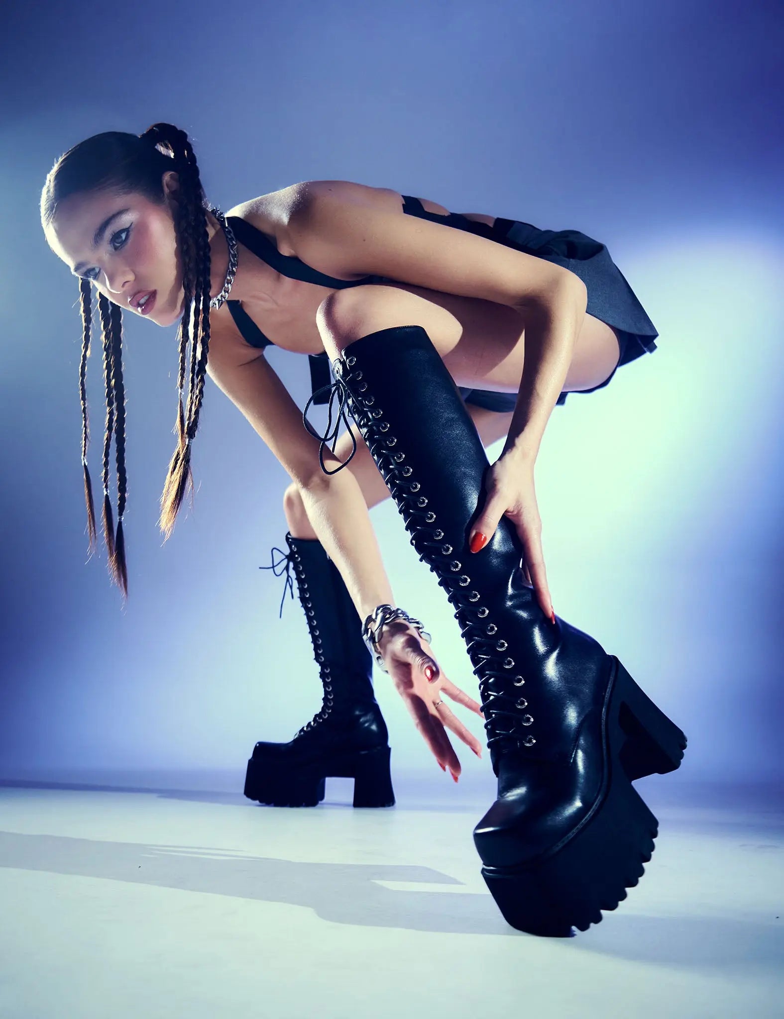 On Ropes Chunky Platform Knee High Boots LAMODA