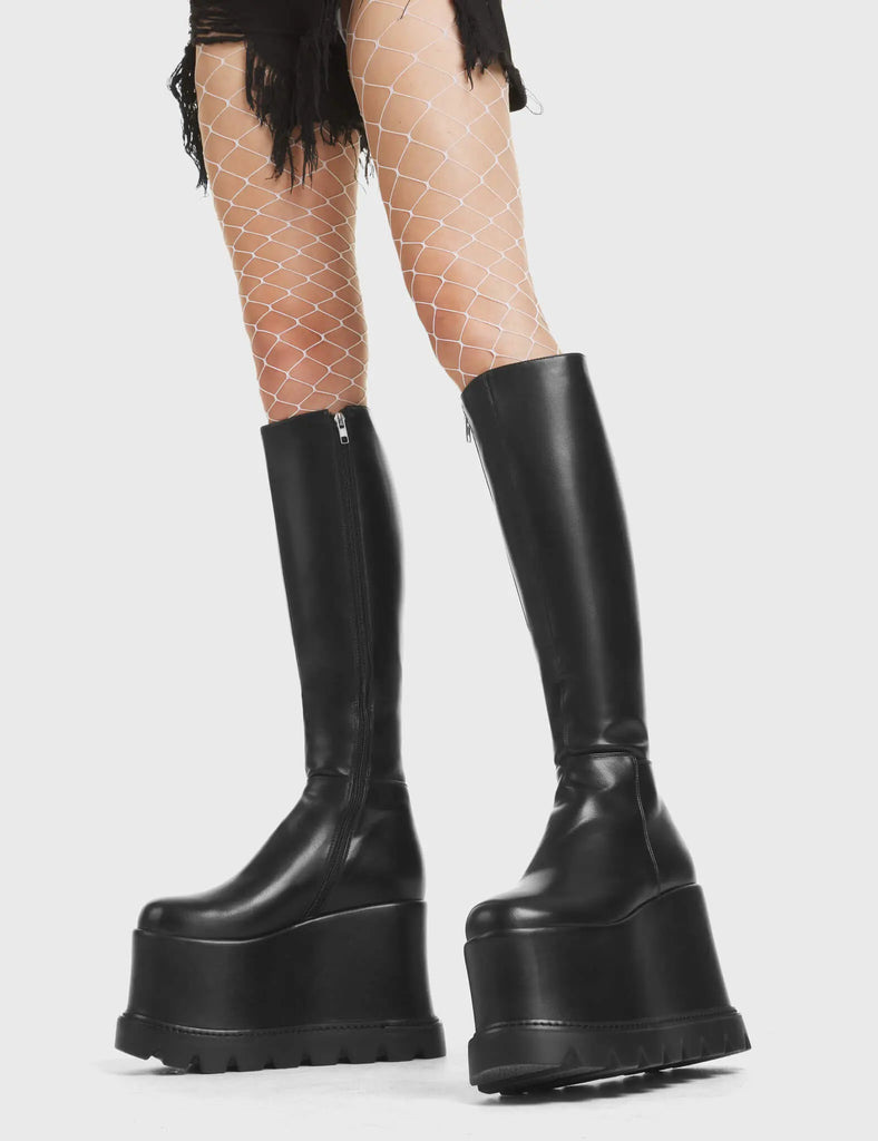Out The Gate Chunky Platform Knee High Boots LAMODA