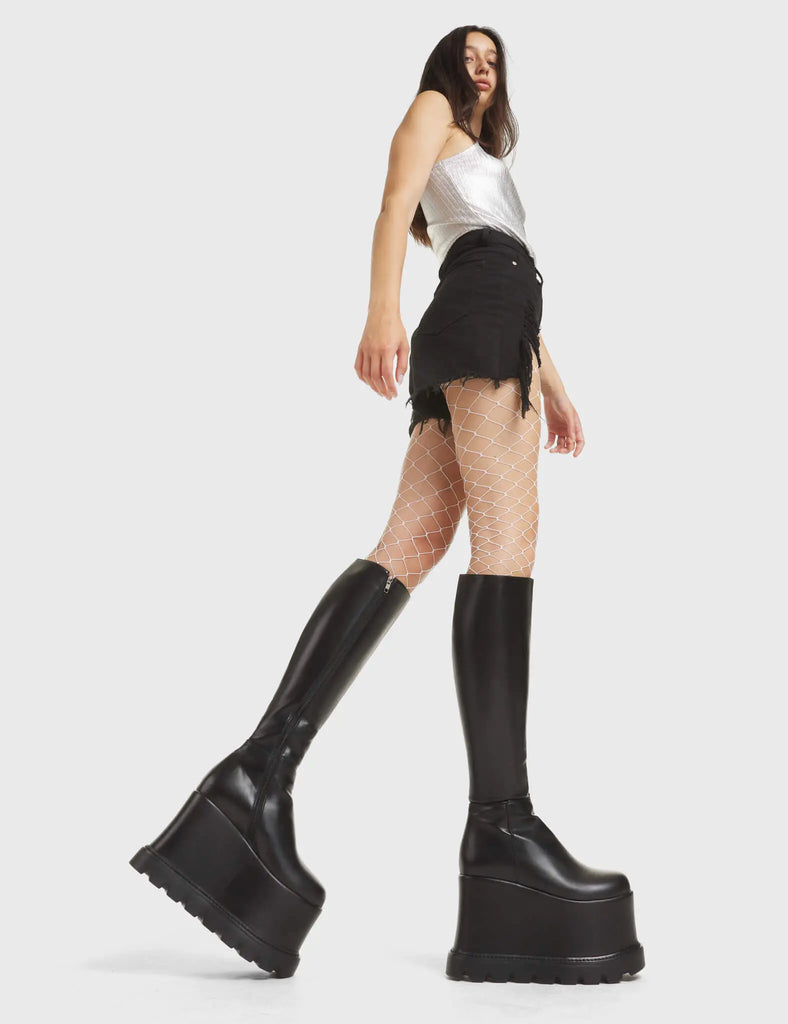 Out The Gate Chunky Platform Knee High Boots LAMODA