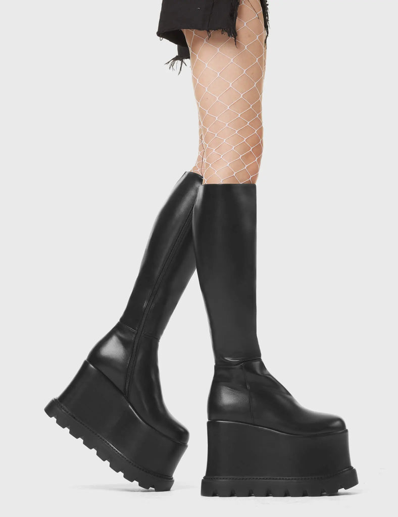 Out The Gate Chunky Platform Knee High Boots LAMODA