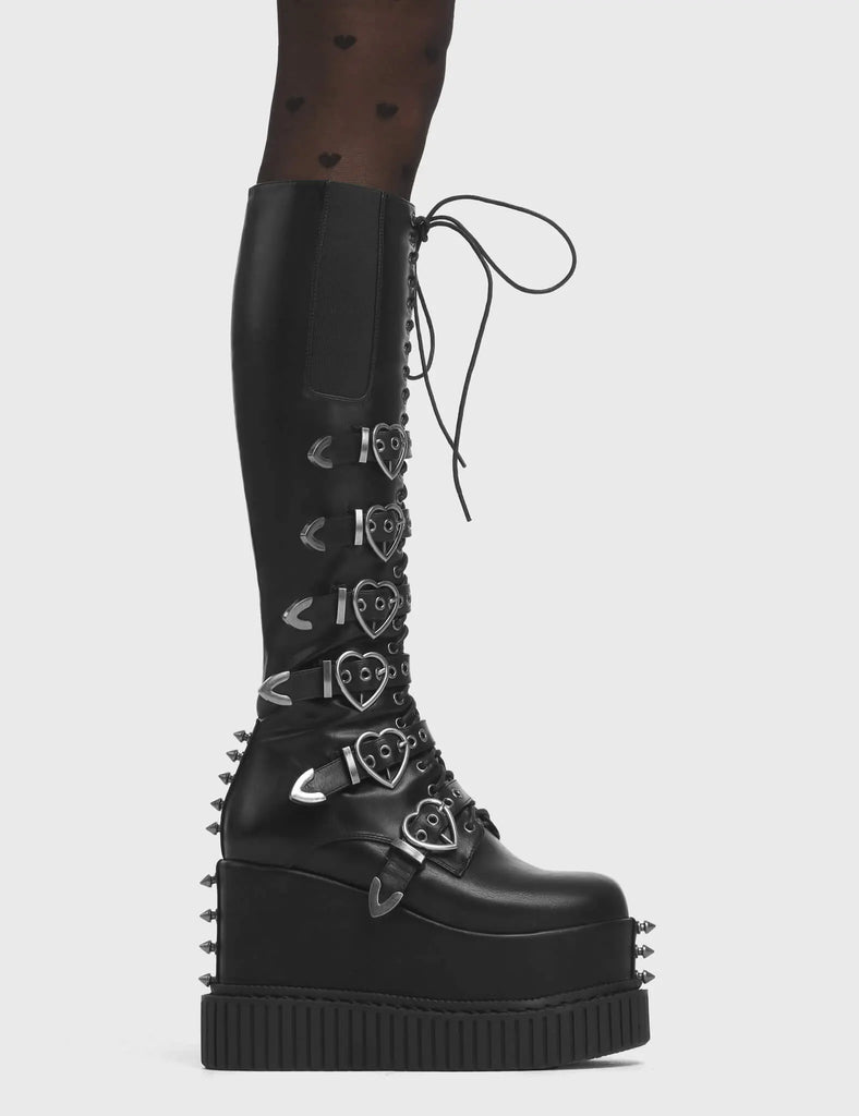 Overkill Chunky Platform Knee High Boots lamodawebsite