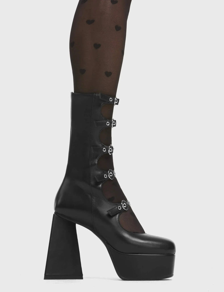 Padlock Platform Calf Boots lamodawebsite
