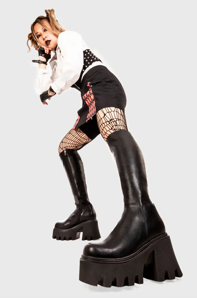 Ready Chunky Platform Knee High Boots lamodawebsite