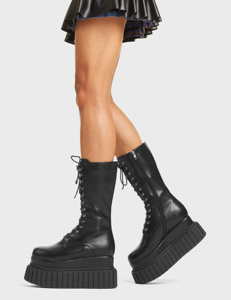 Rock Out Chunky Creeper Calf Boots LAMODA