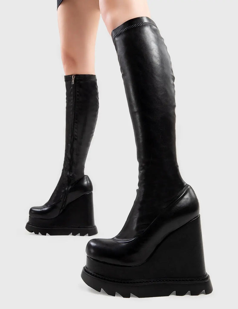Roses Chunky Platform Calf Boots lamodawebsite