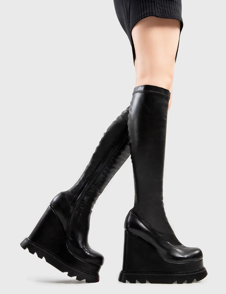 Roses Chunky Platform Calf Boots lamodawebsite