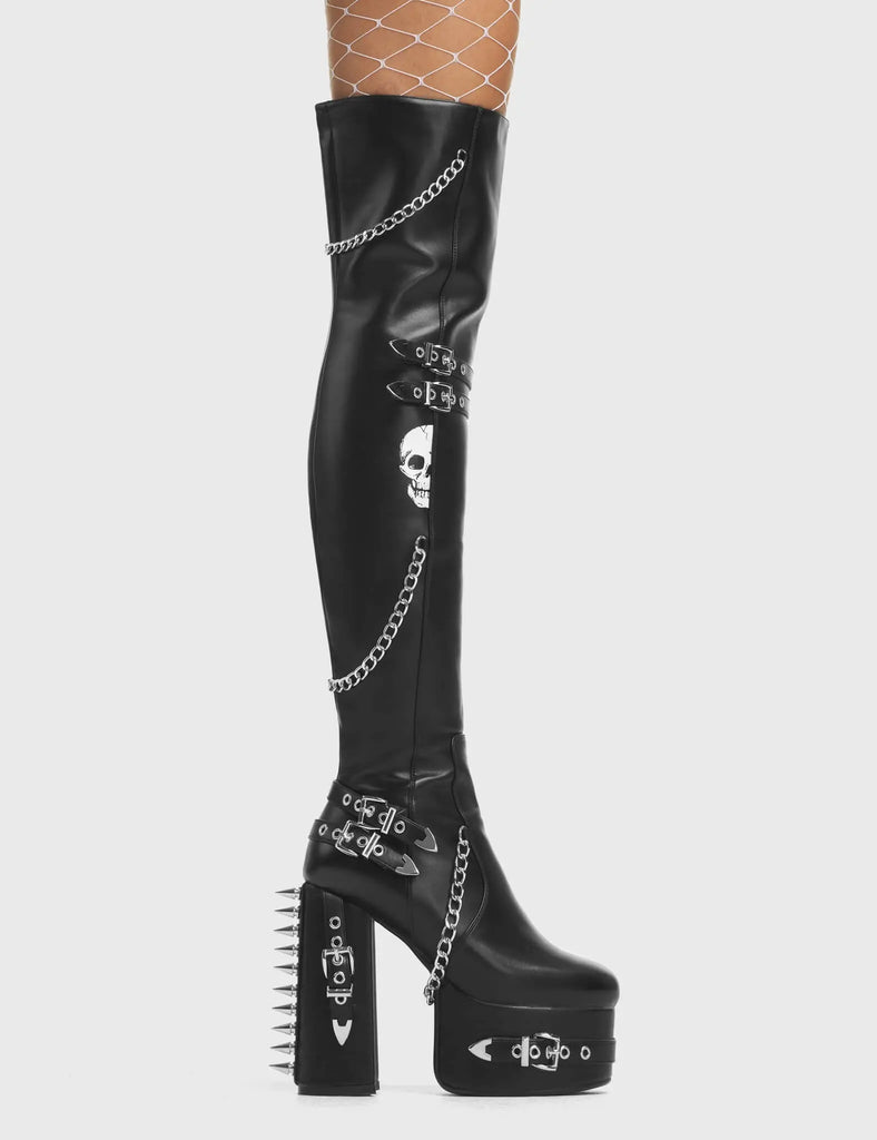 Scream Wide Calf Platform Thigh High Boots lamodawebsite