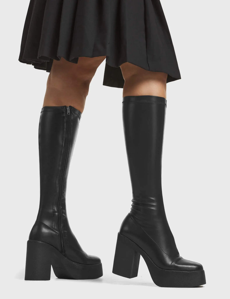 Slick Nicks Super Stretch Platform Knee High Boots LAMODA