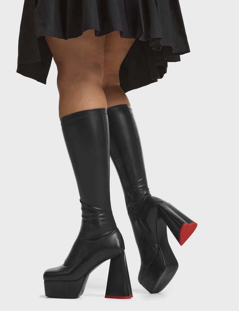 Sweet Talker Super Stretch Platform Knee High Boots LAMODA