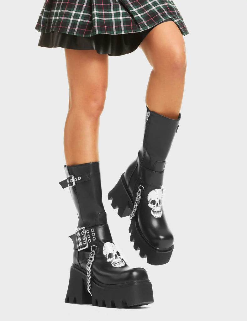 Visions Chunky Platform Calf Boots LAMODA