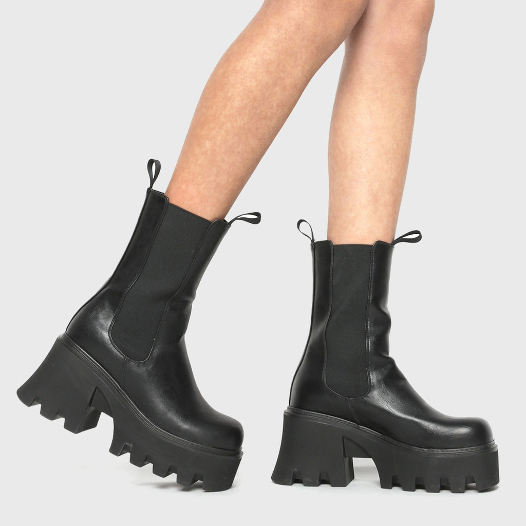 Wipe Out Chunky Platform Ankle Boots lamodawebsite