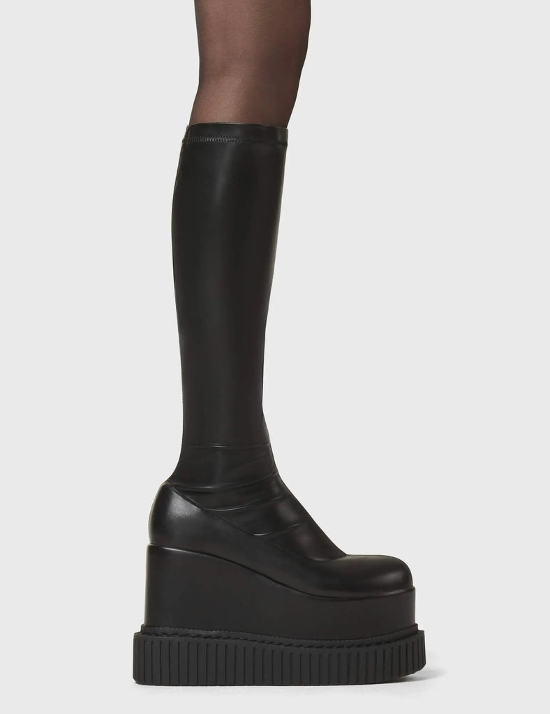 You're Wild Chunky Platform Creeper Knee High Boots LAMODA