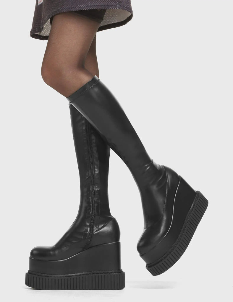 You're Wild Chunky Platform Creeper Knee High Boots LAMODA