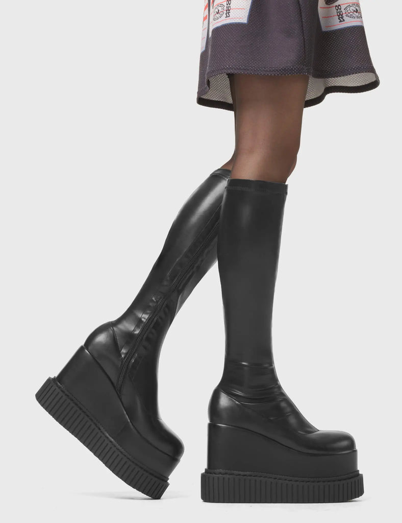 You're Wild Chunky Platform Creeper Knee High Boots LAMODA