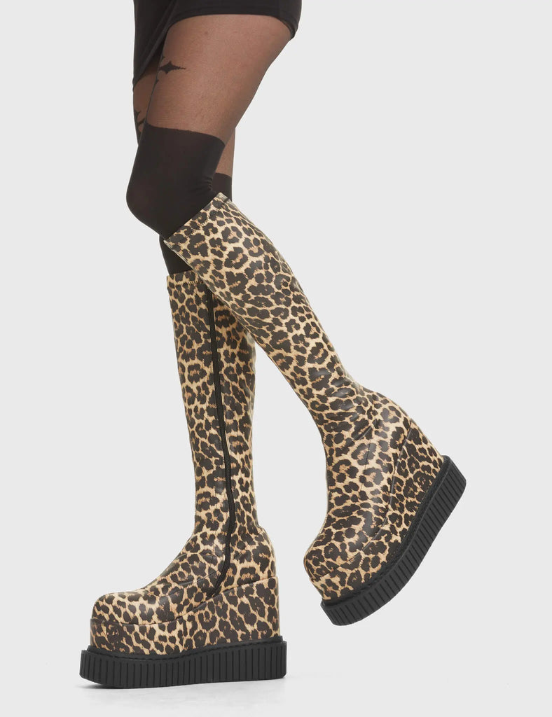 You're Wild Chunky Platform Creeper Knee High Boots LAMODA