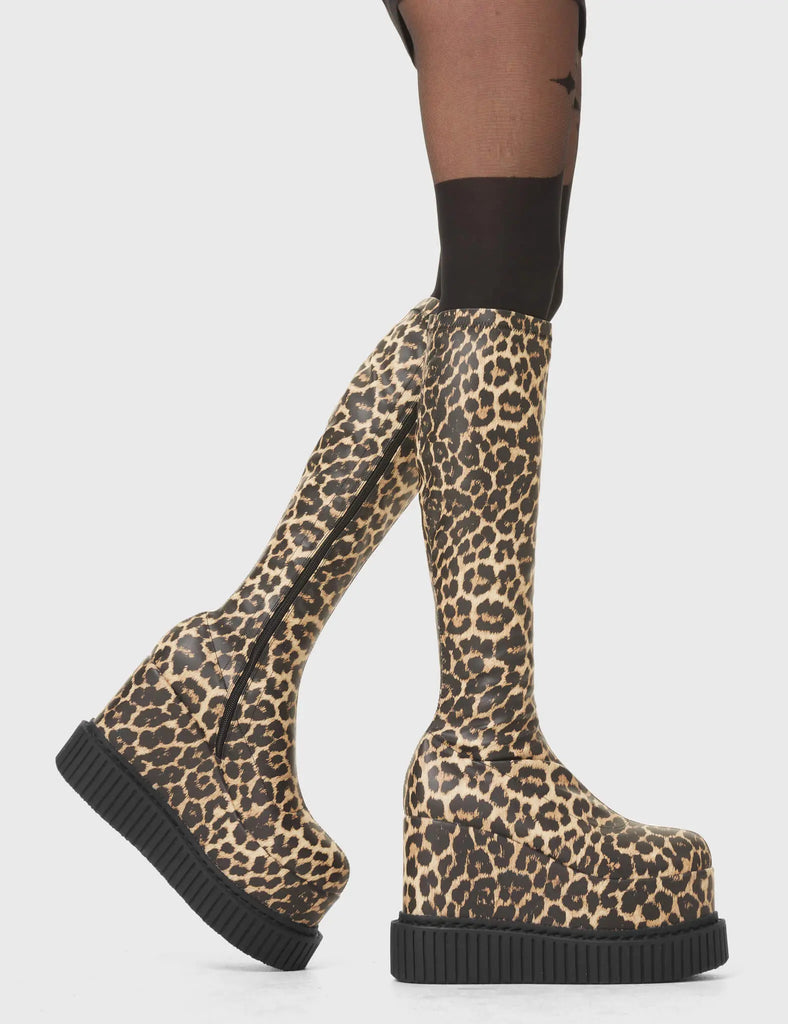 You're Wild Chunky Platform Creeper Knee High Boots LAMODA