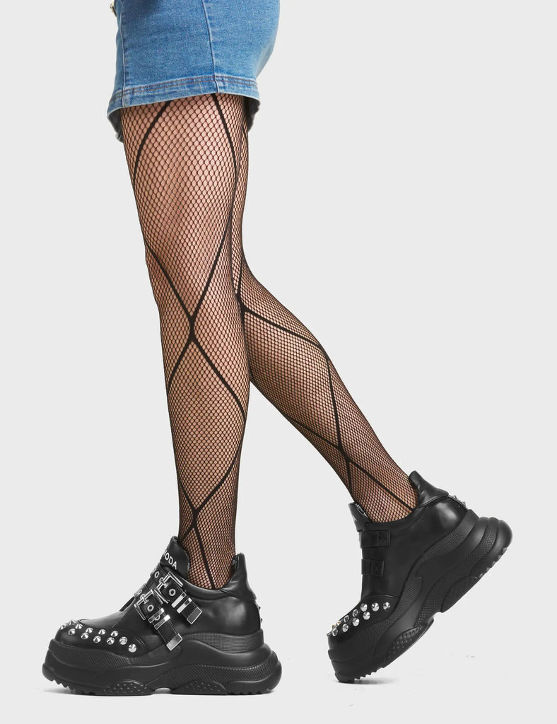 Changing Chunky Sneakers in Black. Featuring an silver studs and adjustable straps.