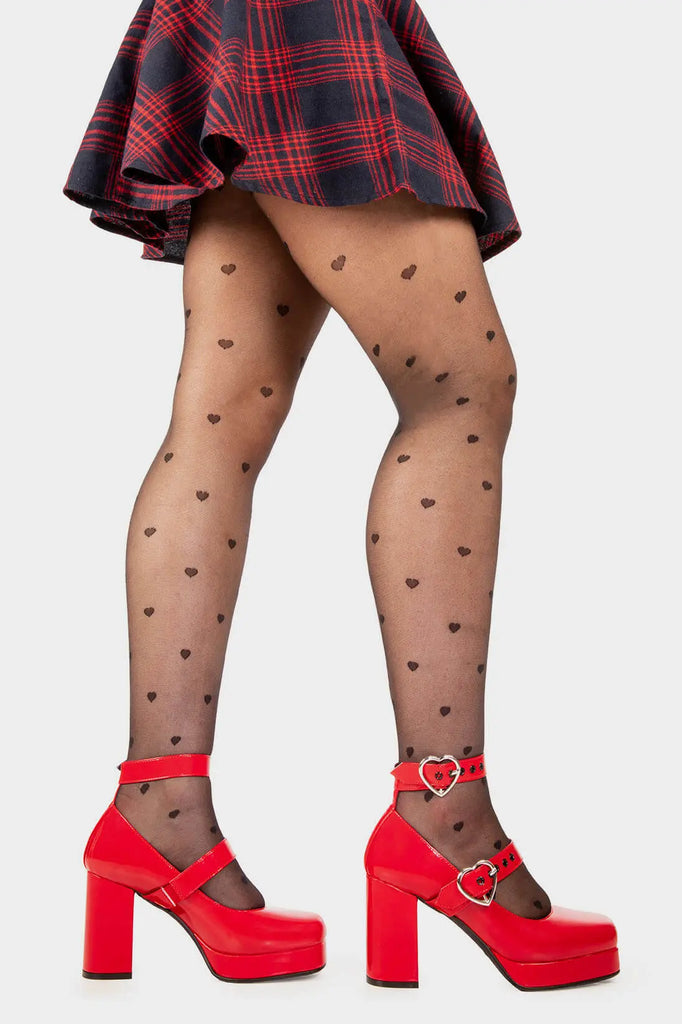 Tippy Toes

Chrome Hearts Platform Heels in Red Patent faux leather. These red vegan Platform Heels feature two adjustable red straps with heart shaped buckles and silver eyelets, experiencing pure bliss with every step. Made with eco-friendly materials and 100% cruelty-free, these platform boots are as ethical as they are dreamy.

- Platform Height
- Heel Height
- Two red adjustable straps with silver eyelets
- Heart shaped buckles
- Platform sole
- Square Toe 
- 100% vegan 

SKU: LMF 2159 - RedPAT