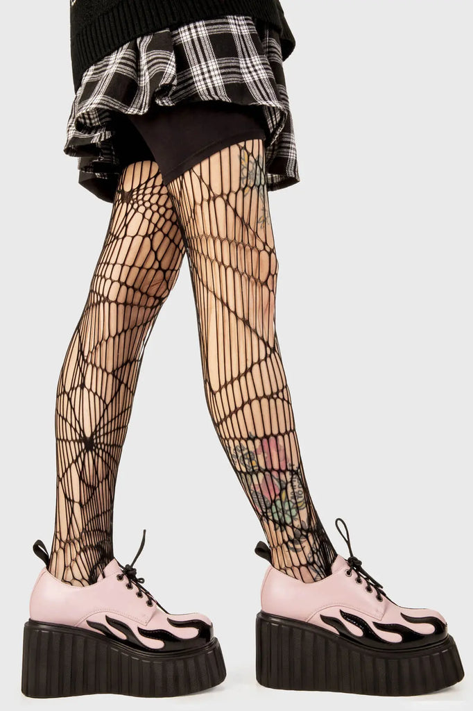 Blaze Runner
 
 Girls On Tour Chunky Platform Creeper Shoes in Pink. These pink creeper shoes feature a patent black flame across the side of the shoe, stepping on flames and setting hot trends. Made with eco-friendly materials and 100% cruelty-free, these platform boots are as ethical as they are HOT!
 
 - Platform Height
 - Black Laces with black eyelets
 - Patent black flame 
 - Chunky creeper wedge sole
 - Round Toe 
 - 100% vegan 
 
 SKU: LMF 2222 - Pink/Flame