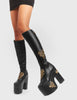 Glass Heart Chunky Platform Knee High Boots